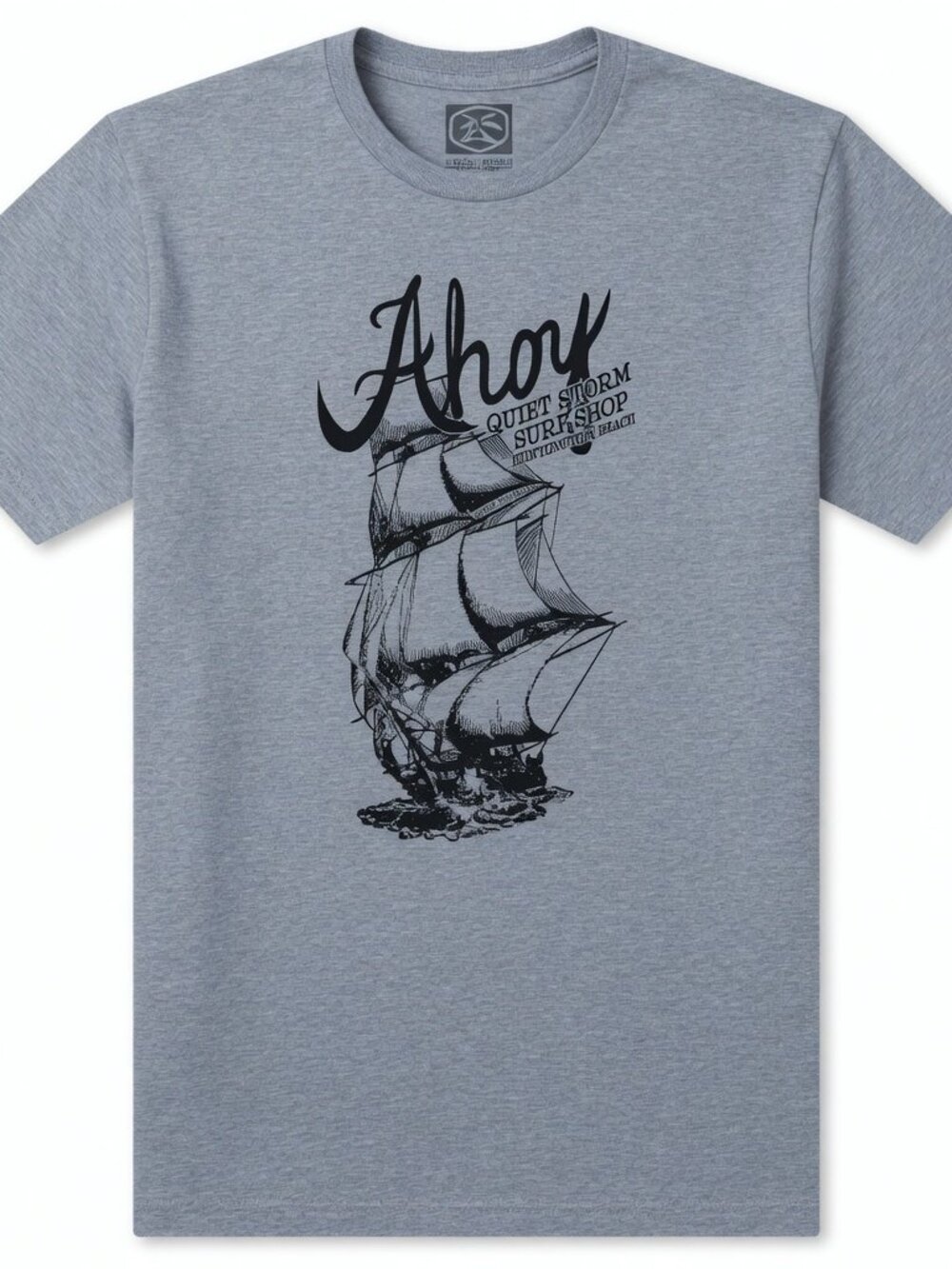 Quiet Storm Men's Medium Light Blue Grey Beach T Shirt Ship Design